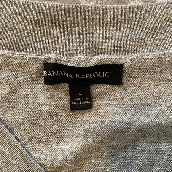 Banana Republic Sweater Womens Large Gray V-Neck 100% Merino Wool Relaxed Fit - Picture 7 of 11
